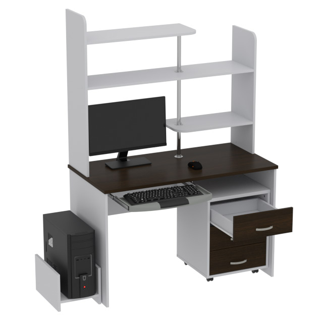 Компьютерный стол КП-СК-12 цвет Серый+Венге 120/60/176 см