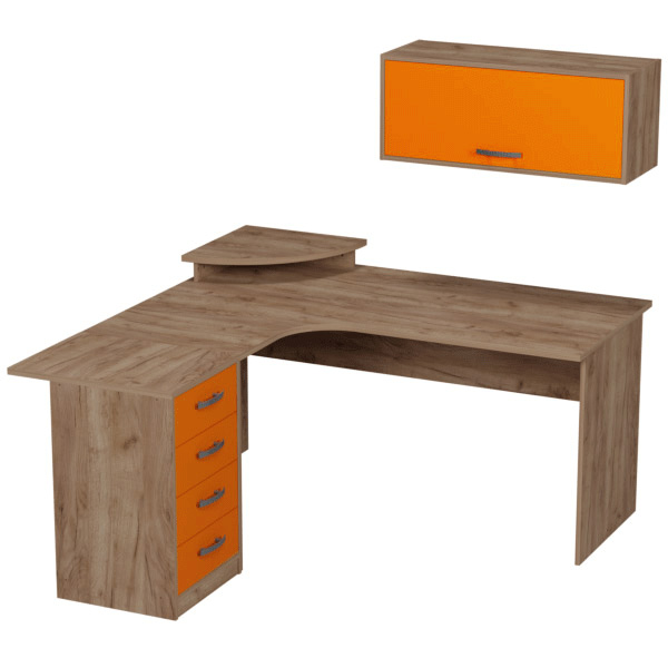 Комплект офисной мебели КП-17 цвет Дуб Крафт+Оранж