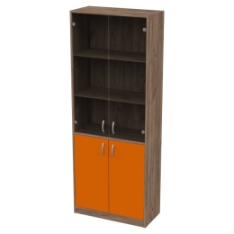 Офисный шкаф ШБ-3+А-5 графит цвет Дуб Крафт+Оранж 77/37/201
