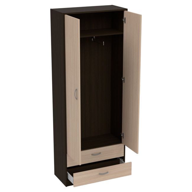 Шкаф для одежды ШО-37 цвет Венге+Дуб Молочный 77/37/200 см