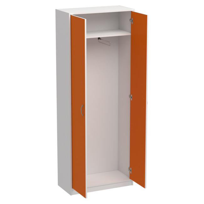 Офисный шкаф для одежды ШО-52 цвет Белый+Оранж 77/37/200 см