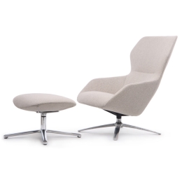 Кресло Riva Design F1705 с подставкой для ног Светло-серое Кашемир