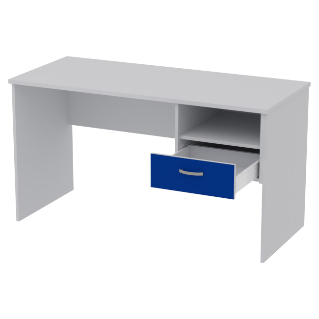 Офисный стол СТ+1Т-42 цвет Серый + Синий 140/60/76 см