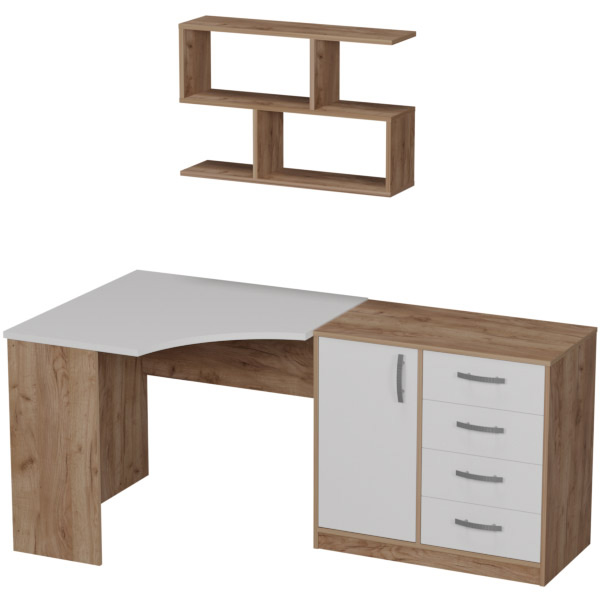 Комплект офисной мебели КП-18 цвет Дуб Крафт+Белый