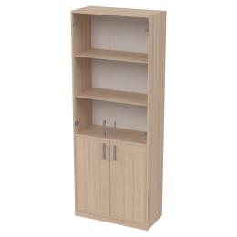 Офисный шкаф ШБ-3+А-5+С-17М прозр. цвет Дуб Молочный 77/37/200 см