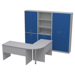 Комплект офисной мебели КП-11 цвет Серый+Синий