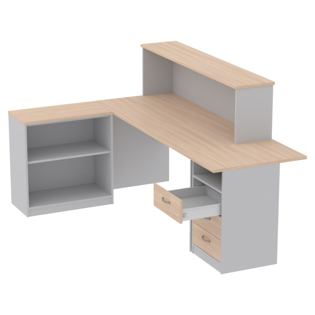 Комплект офисной мебели КП-12 цвет Серый + Дуб