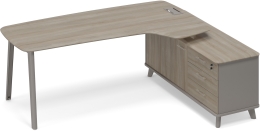 Стoл руководителя эргономичный с опорной тумбой правый Мокко-Вяз ТМ М1 124 МП ВЛ ВЛ 216,4/161,2/75,6