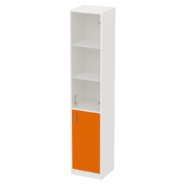 Офисный шкаф СБ-3+А5 проз цвета Белый+Оранж 40/37/200 см