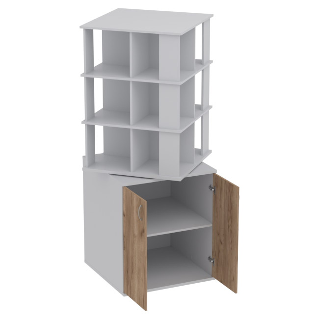 Офисный шкаф угловой ШУВ-3 цвет Серый+Дуб Крафт 77/77/200 см