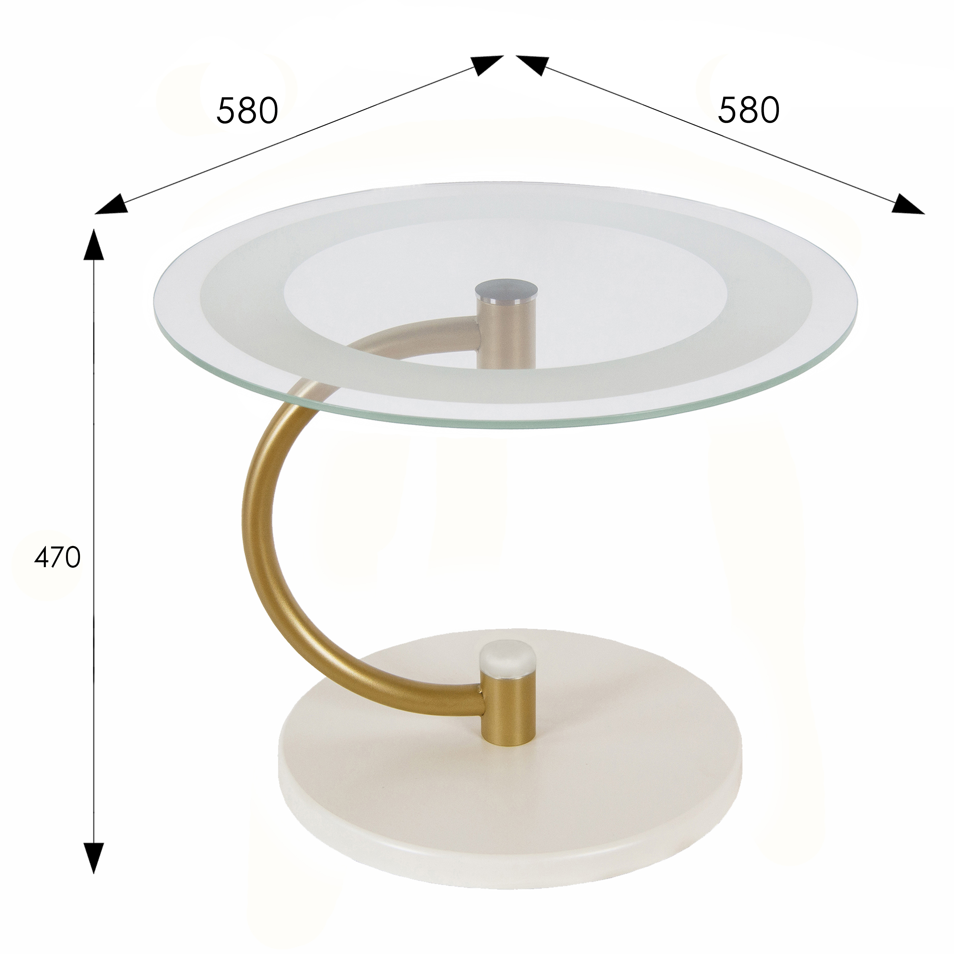Стол журнальный Дуэт 13Н золото/слоновая кость/прозрачное