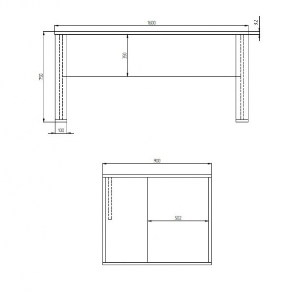 Стол руководителя СТР-19 цвет Белый 160/90/75 см