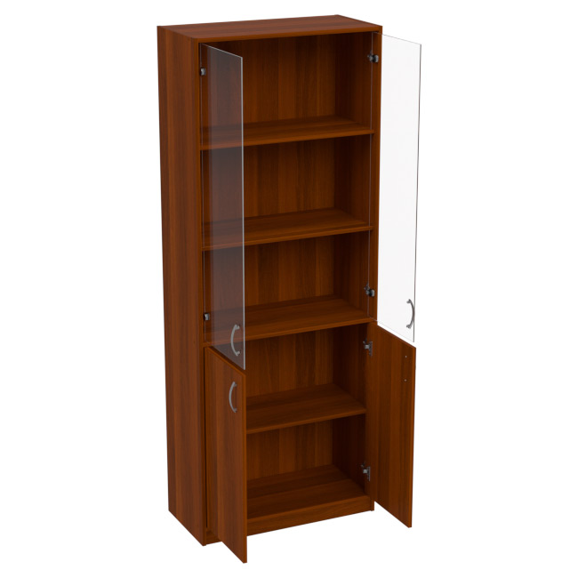 Офисный шкаф ШБ-3+А-5 прозр. цвет Орех Итальянский 77/37/200