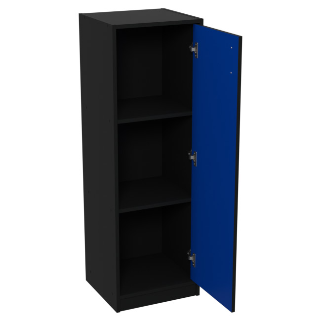 Шкаф для офиса СБ-61+ДВ-61 цвет Черный + Синий 40/37/123 см