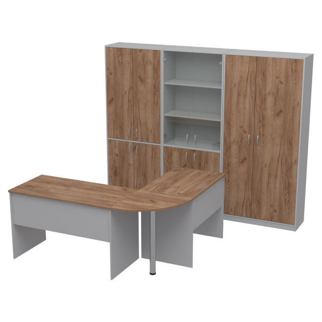 Комплект офисной мебели КП-11 цвет Серый+Дуб Крафт