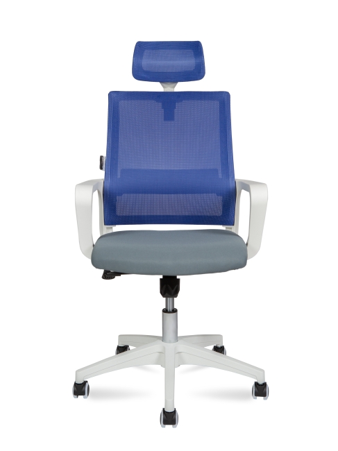 Офисное кресло эконом Бит белый+синий