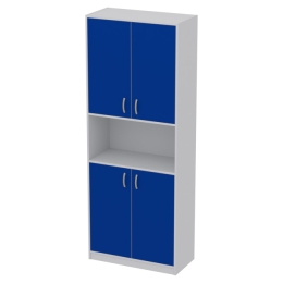 Офисный шкаф ШБ-4 цвет Серый+Синий 77/37/200 см