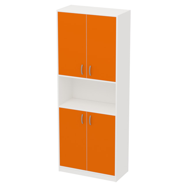 Офисный шкаф цвет Белый+Оранж ШБ-4 77/37/200 см