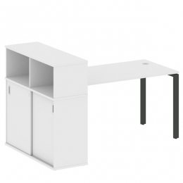 Стол письменный на П-образном м/к с опорным шкафом-купе 181/112/109 METAL SYSTEM БП.РС-СШК-3.3 Белый-Антрацит