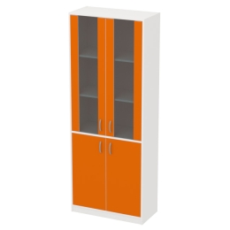 Офисный шкаф ШБ-3+ДВ-62 графит цвет Белый+Оранж 77/37/200 см
