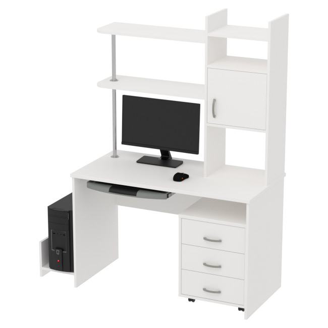 Компьютерный стол КП-СК-9 цвет Белый 120/60/176 см