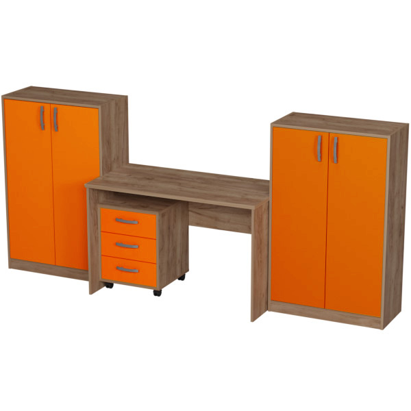 Комплект офисной мебели КП-20 цвет Дуб Крафт+Оранж