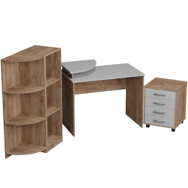 Комплект офисной мебели КП-23 цвет Дуб Крафт+Серый