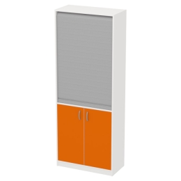 Шкаф для офиса цвет Белый+Оранжевый ШБЖ-377/37/200 см