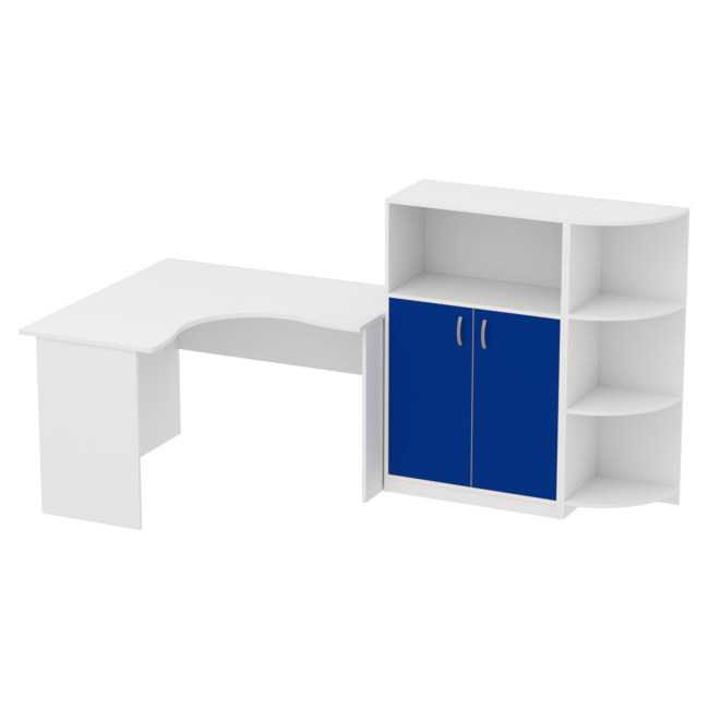 Комплект офисной мебели КП-10 цвет Белый+Синий