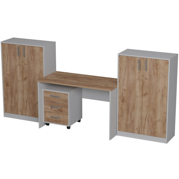 Комплект офисной мебели КП-20 цвет Серый+Дуб Крафт