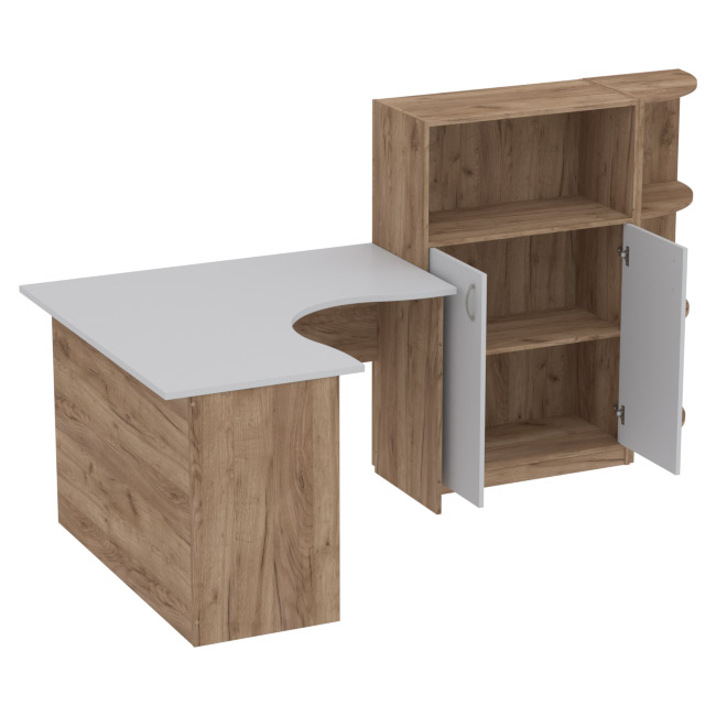 Комплект офисной мебели КП-10 цвет Дуб Крафт+Серый