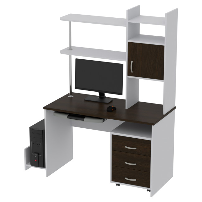 Компьютерный стол КП-СК-9 цвет Серый+Венге 120/60/176 см