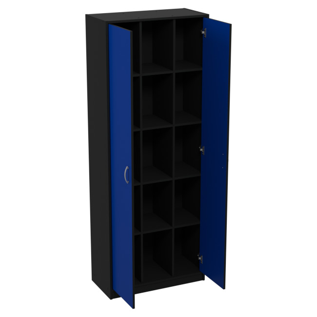 Шкаф для офиса ША-2 цвет Черный + Синий 77/37/200 см