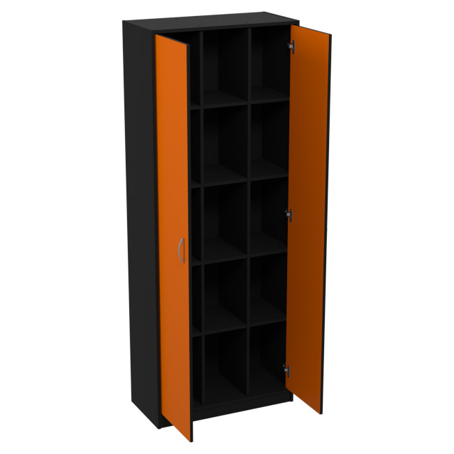 Шкаф для офиса ША-2 цвет Черный + Оранж 77/37/200 см