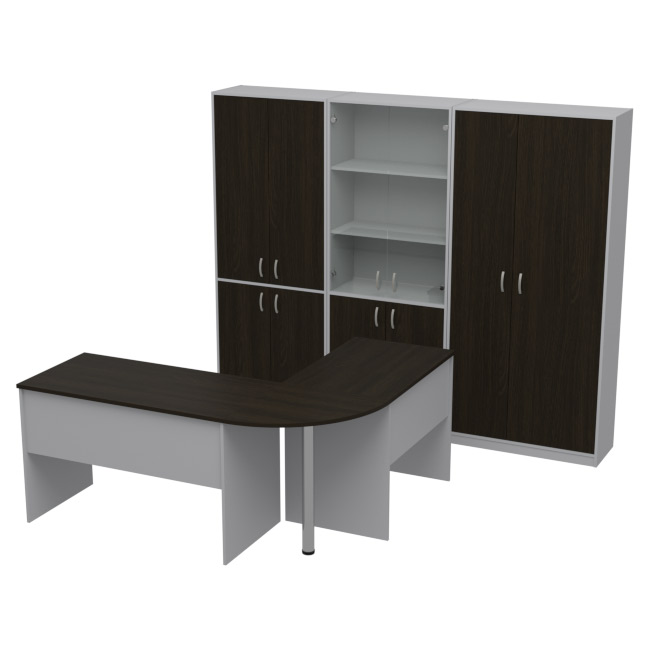 Комплект офисной мебели КП-11 цвет Серый+Венге