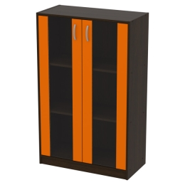 Офисный шкаф СБ-60+ДВ-62 цвет Венге+Оранж 77/37/123 см