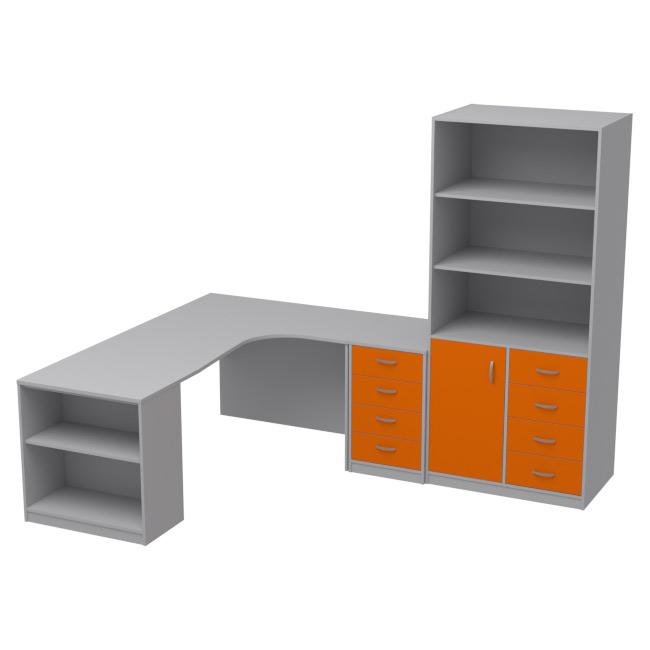 Комплект офисной мебели КП-21 цвет Серый+Оранж