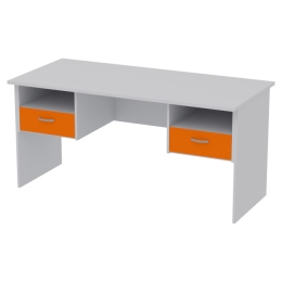 Офисный стол СТ+2Т-10 цвет Серый+Оранжевый 160/73/76 см