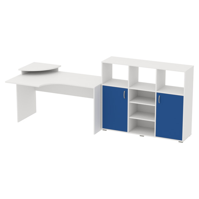 Комплект офисной мебели КП-9 цвет белый+синий