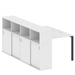 Стол письменный на П-образном м/к с опорным шкафом-купе 141/233/109 METAL SYSTEM БП.РС-СШК-4.1 Белый-Антрацит