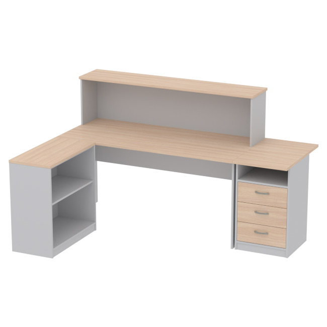 Комплект офисной мебели КП-12 цвет Серый + Дуб