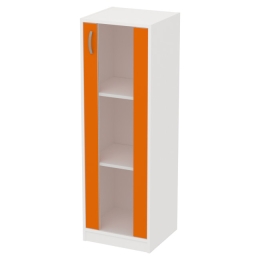 Офисный шкаф СБ-61+ДВ-62 цвет Белый+Оранж 40/37/123 см