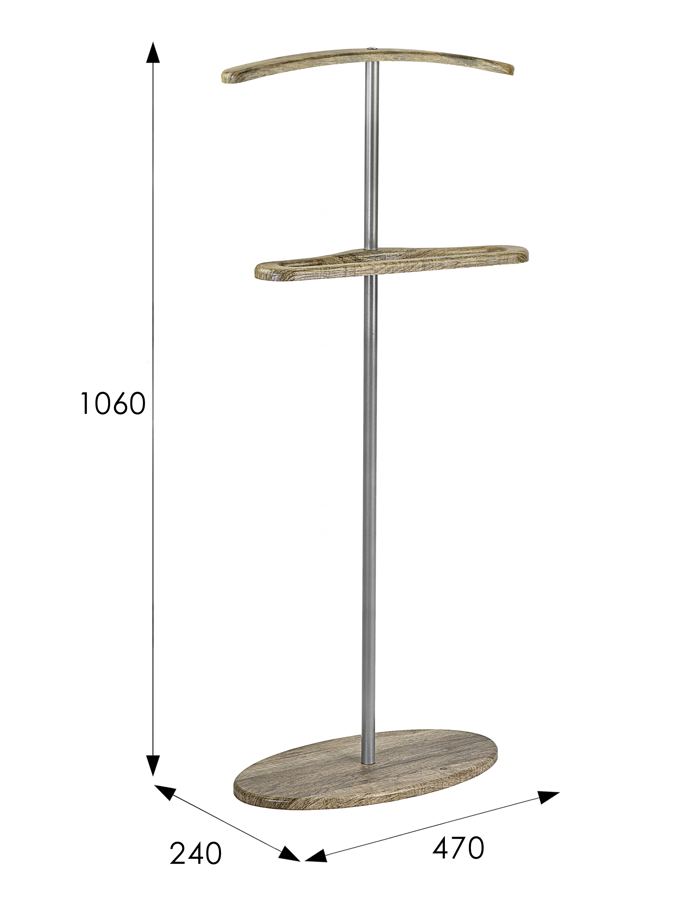 Вешалка костюмная Дэви 3 металлик/дуб крымский состаренный