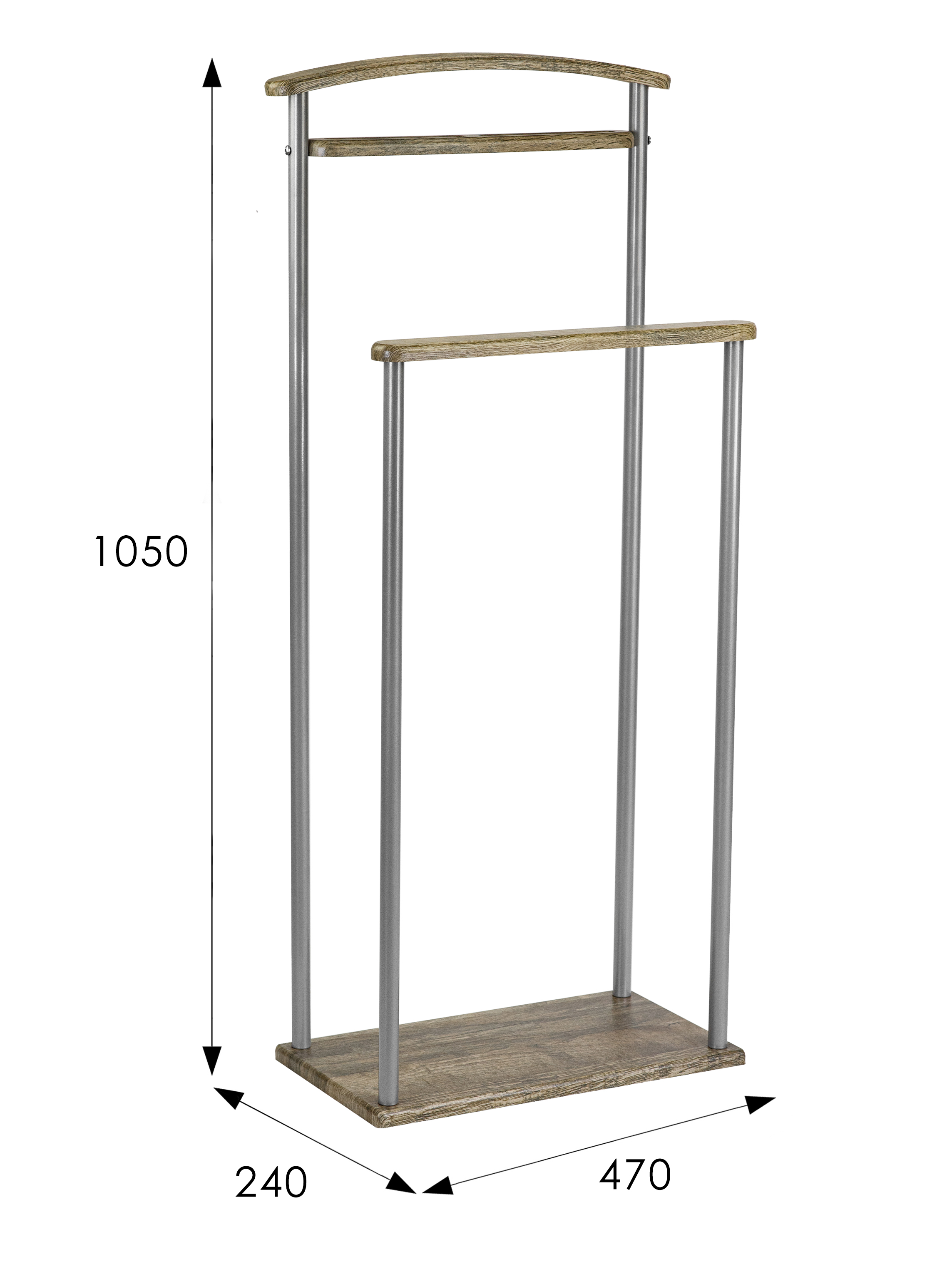 Вешалка костюмная Верис 4 металлик/дуб крымский состаренный