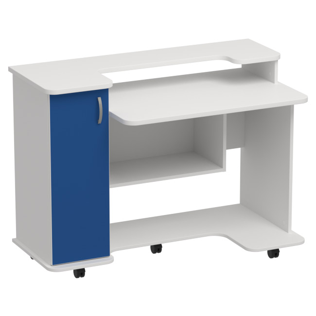 Компьютерный стол СК-23 цвет Белый+Синий 120/60/89 см