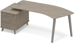 Стол руководителя эргономичный на опорной тумбе малой левый Вяз либерти ТМ М1 129 ВЛ ВЛ ВЛ 225,8/100/75,6