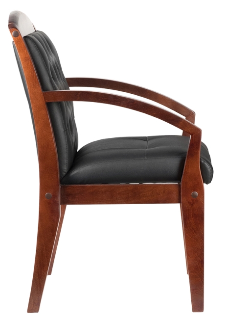 Конференц-кресло из кожи RIVA Wood M 175 D Черное