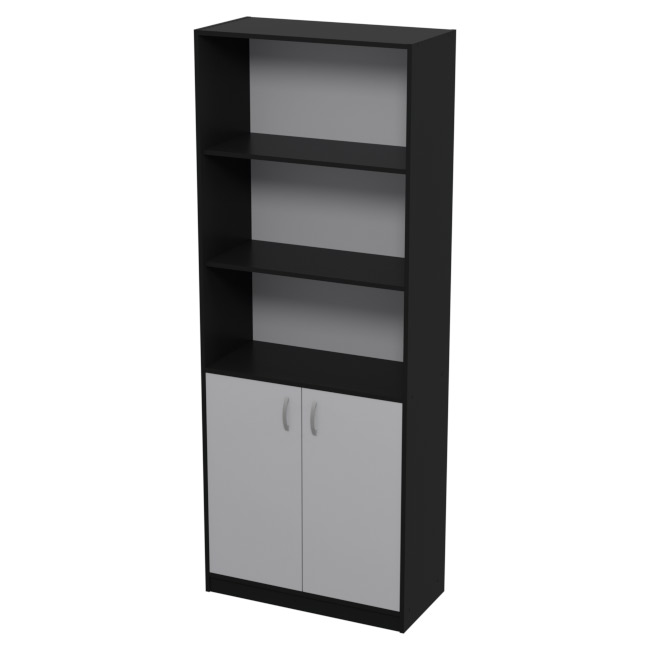 Шкаф для офиса ШБ-3 цвет Черный + Серый + ХДФ С 77/37/200 см