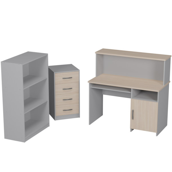 Комплект офисной мебели КП-22 цвет Серый+Дуб Молочный