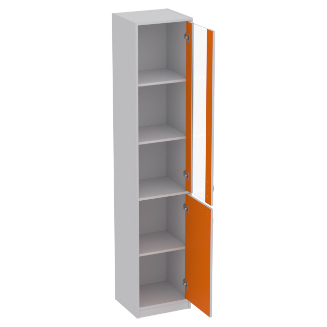 Офисный шкаф СБ-3+ДВ-62 цвет Серый + Оранж 40/37/200 см